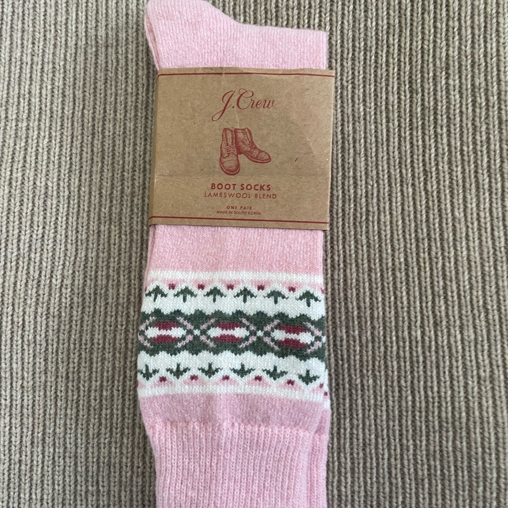 J. Crew Pink Lambswool Blend Boot Socks
